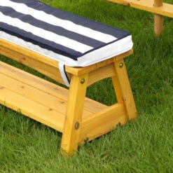 KidKraft Outdoor Table & Bench Set With Cushions & Umbrella - Navy & White Stripes 106 -Baby Product 00106 D 2