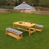KidKraft Outdoor Table & Bench Set With Cushions & Umbrella - Navy & White Stripes 106 -Baby Product 00106 RS 1