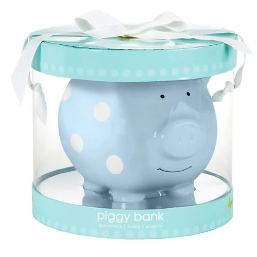 Pearhead Piggy Bank Polka Dot - Blue 5 Pearhead Piggy Bank Polka Dot - Blue - Image 3