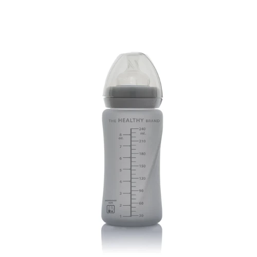 Glass Baby Bottle Healthy+ 240 Quiet Grey 5 Glass Baby Bottle Healthy+ 240 Quiet Grey - Image 3
