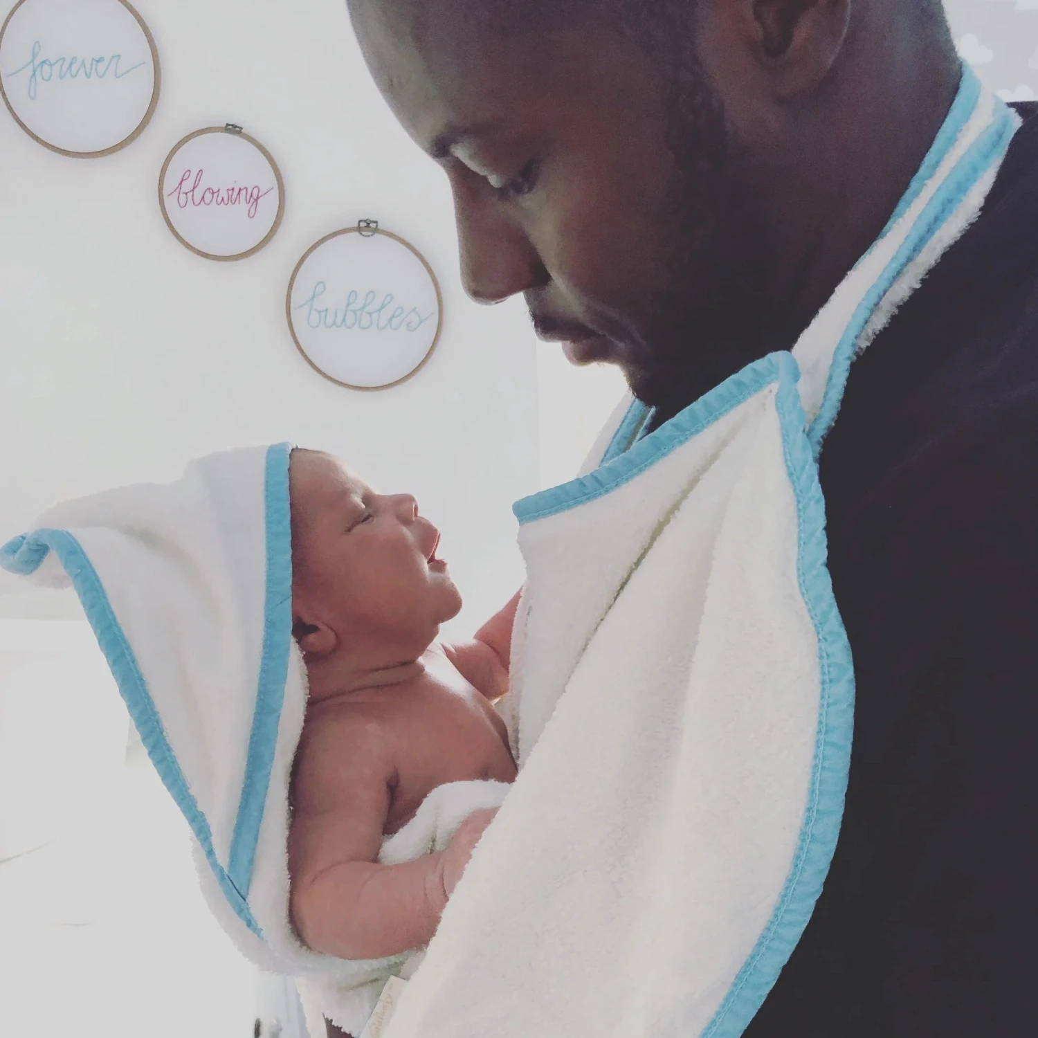 Cuddledry 'Hands-free' Baby Towel Blue Edge 4 Cuddledry 'Hands-free' Baby Towel Blue Edge - Image 2