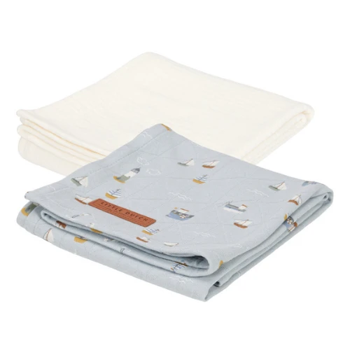 Little Dutch Swaddles 70 X 70 Sailors Bay Blue/Pure Soft White 3 Little Dutch Swaddles 70 X 70 Sailors Bay Blue/Pure Soft White